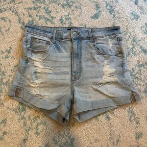 Aeropostale Super high-rise Midi Denim Shorts, size 10R.